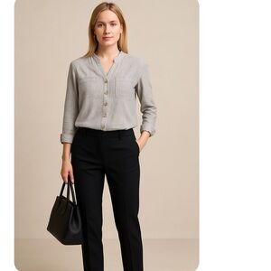 Ana A New Approach Crinkle Button-Up Top Size Large